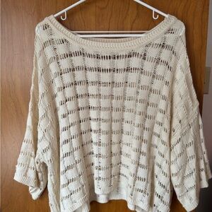 Hem & Thread | Cream Open-Knit Women's Sweater